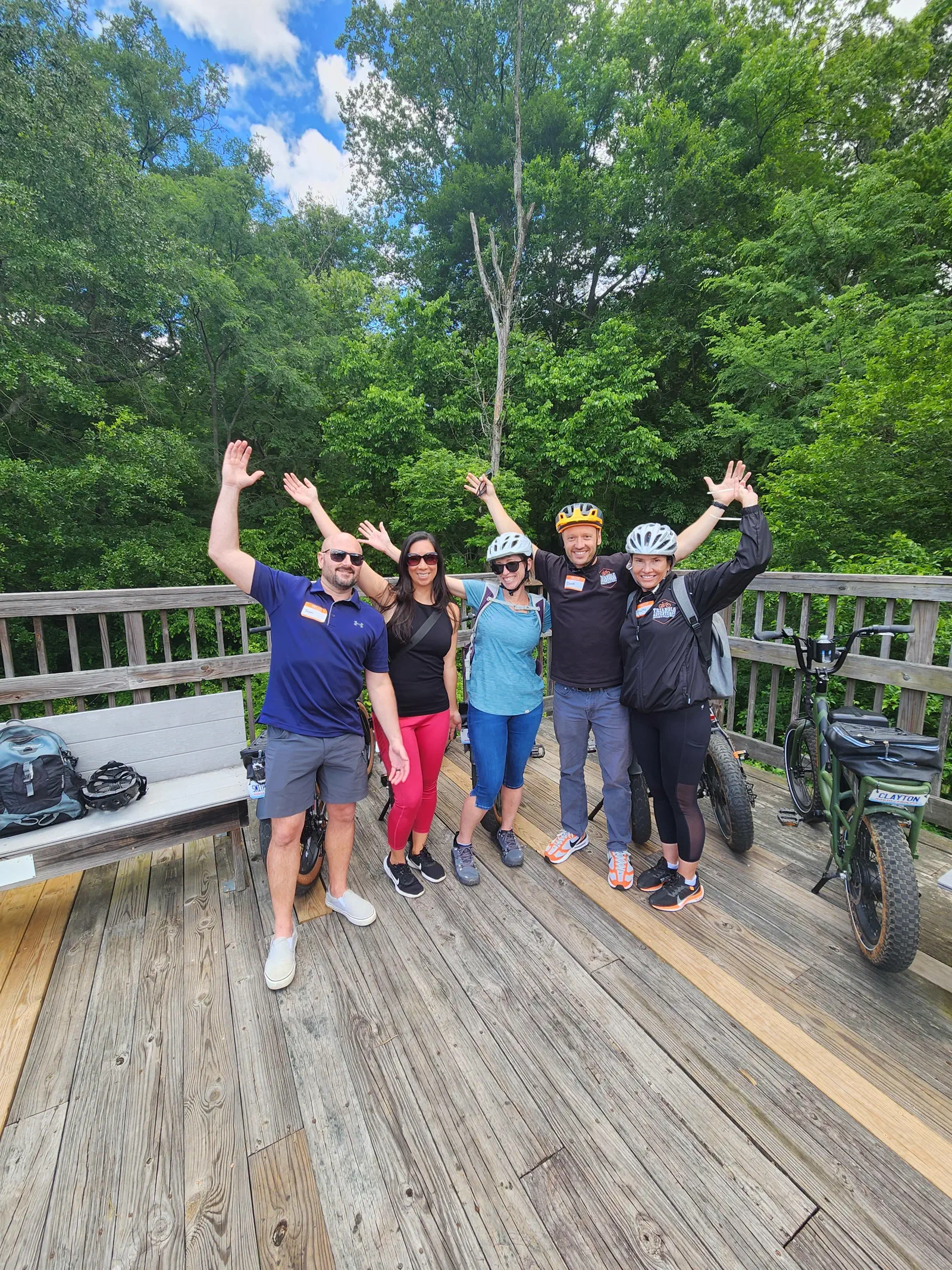 Friends enjoying a stop during a Triangle Adventures tour