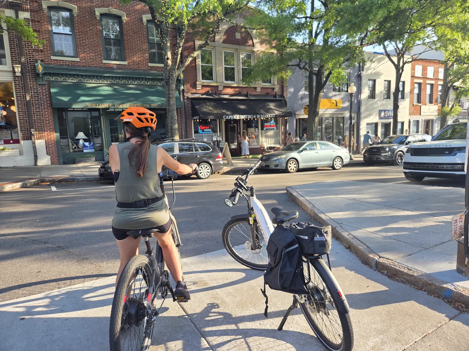E-bike riders near downtown Wilmington restaurants