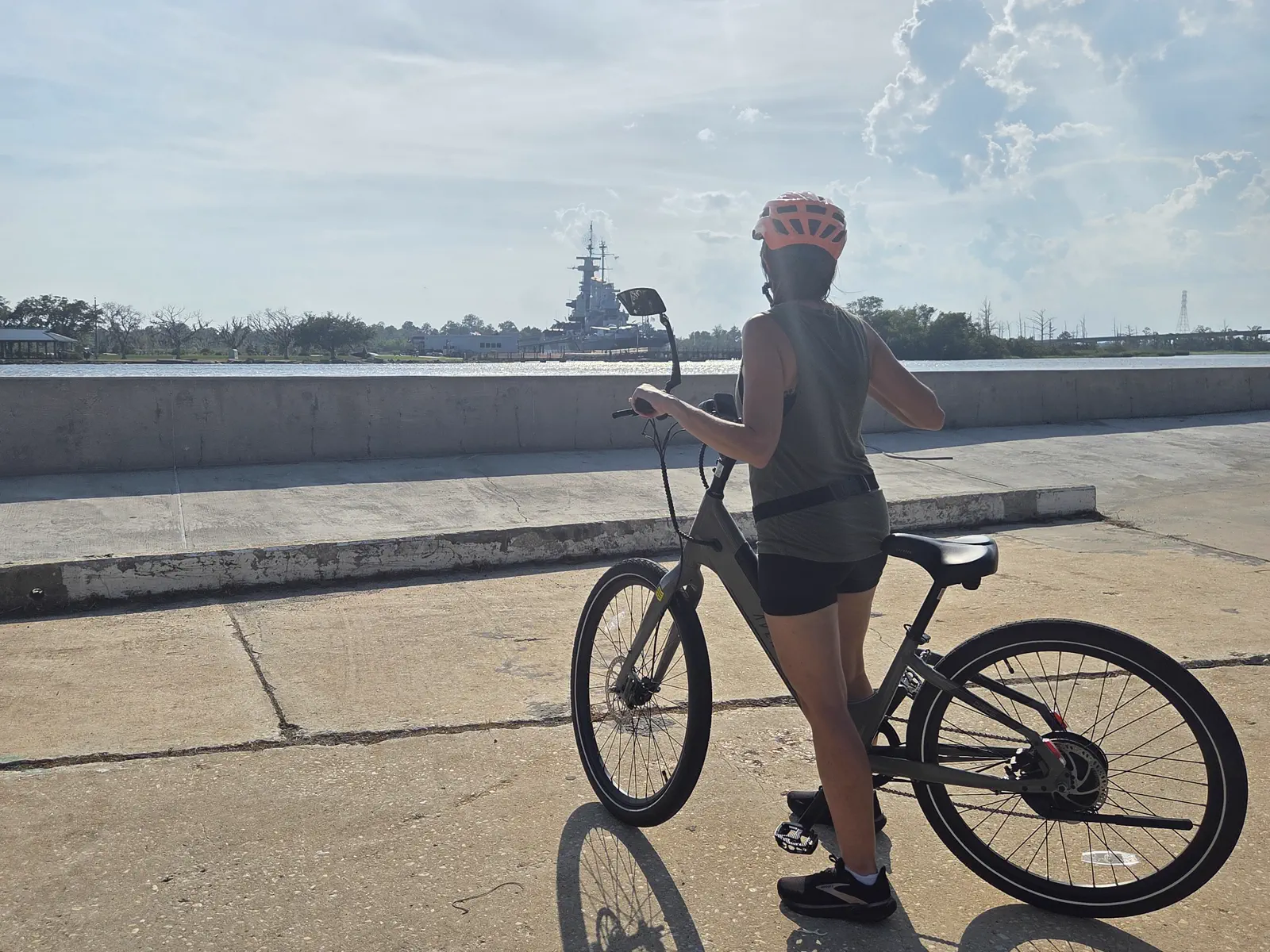 Triangle Adventures rider beside the Wilmington waterfront